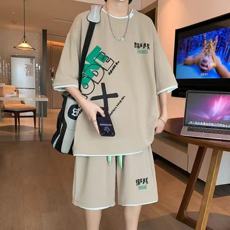Shirt Camp Collar - Men's Casual 2-Piece Sportswear Set Streetwear
