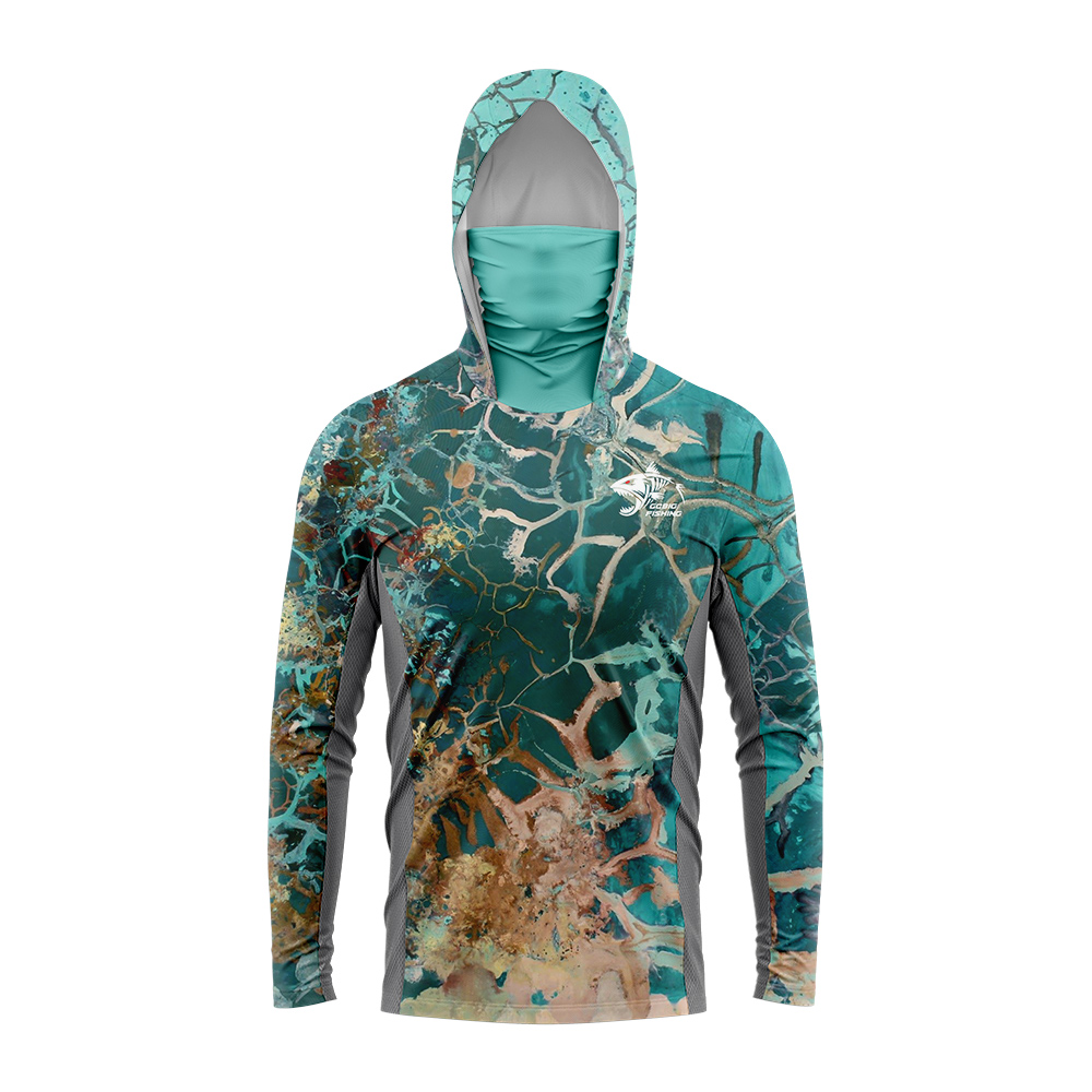 UPF50+ Hooded Fishing Shirt Bu - огляд і ціна Tee Graphic Print