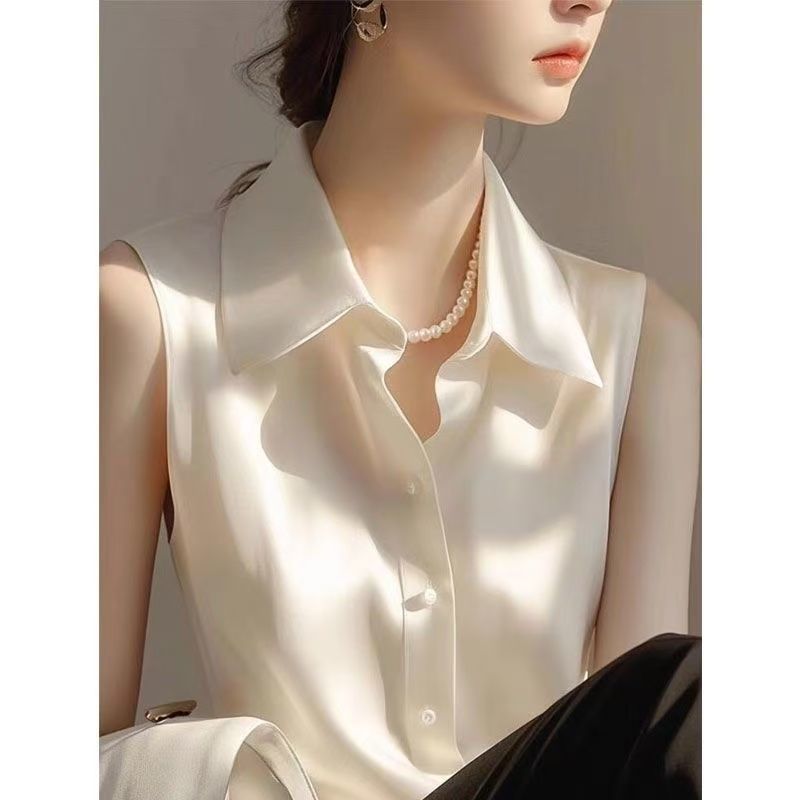 French Satin POLO Collar Sleev - огляд і ціна Shirt Camp Collar