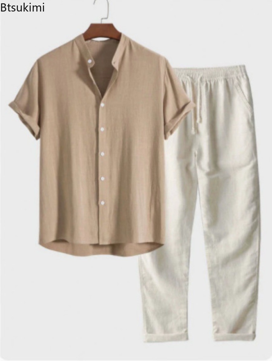 2026 Men's Fashion Solid Beach - огляд і ціна Linen Shirt Breathable