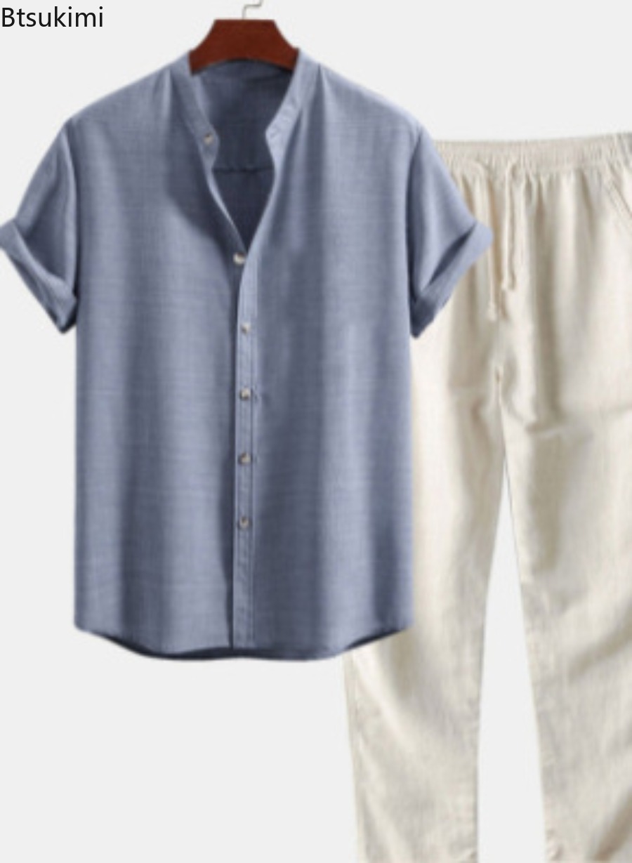 2026 Men's Fashion Solid Beach - огляд і ціна Linen Shirt Breathable