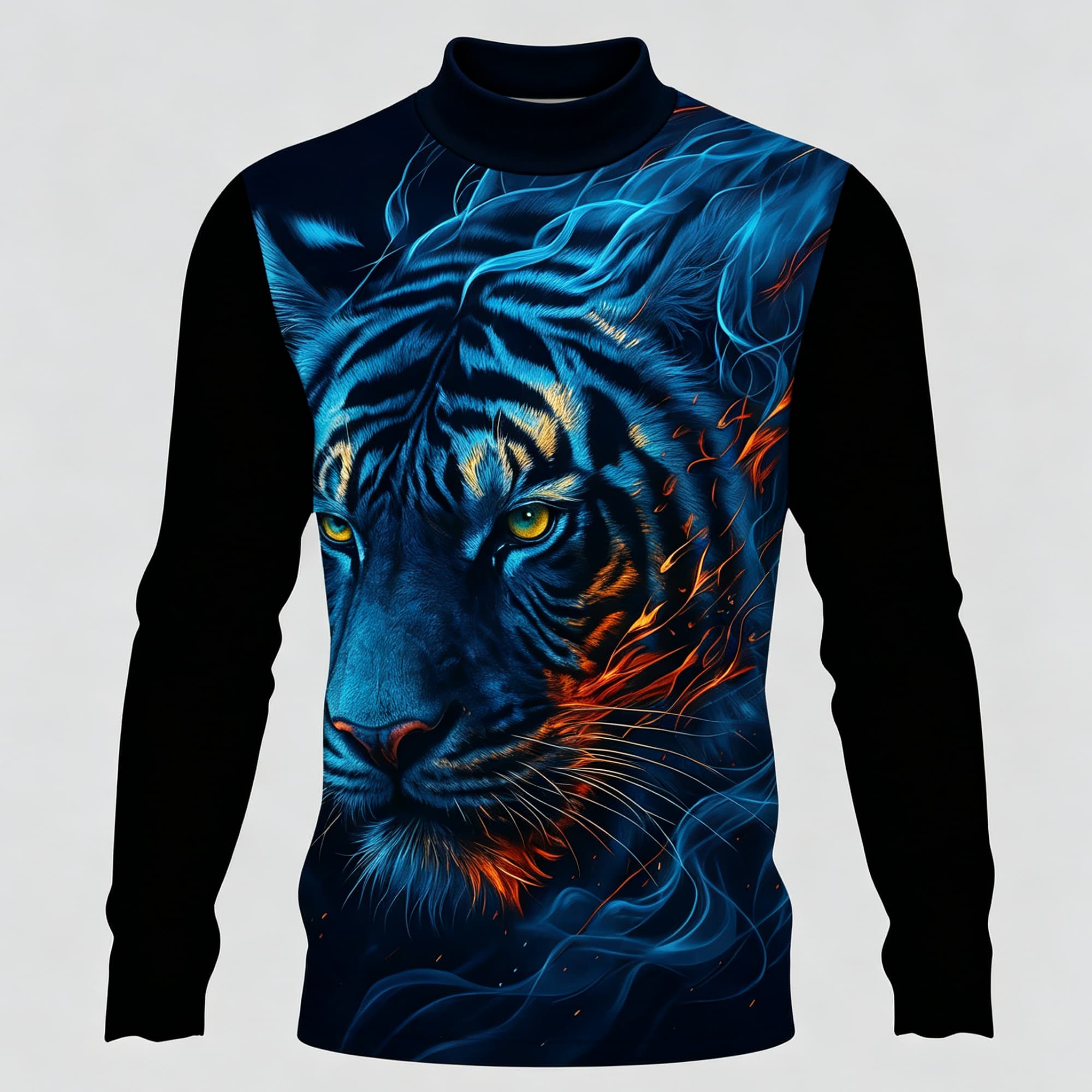 Neon Blue Flame Tiger Animal A - огляд і ціна Tee Graphic Print