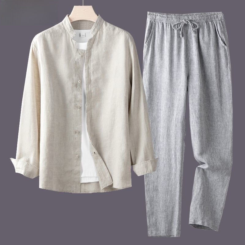 White Long Sleeve Shirt And Lo - огляд і ціна Linen Shirt Breathable