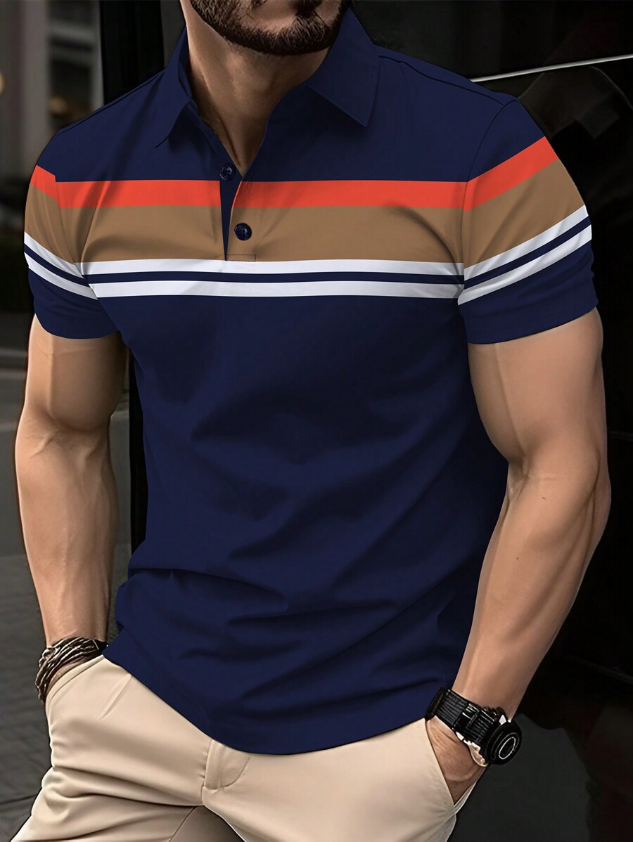 Calvornis Men Color Block Shor - огляд і ціна Polo Shirt Pique