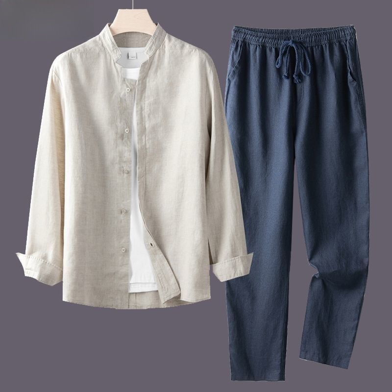 Spring Autumn Pure Linen Cotto - огляд і ціна Linen Shirt Breathable