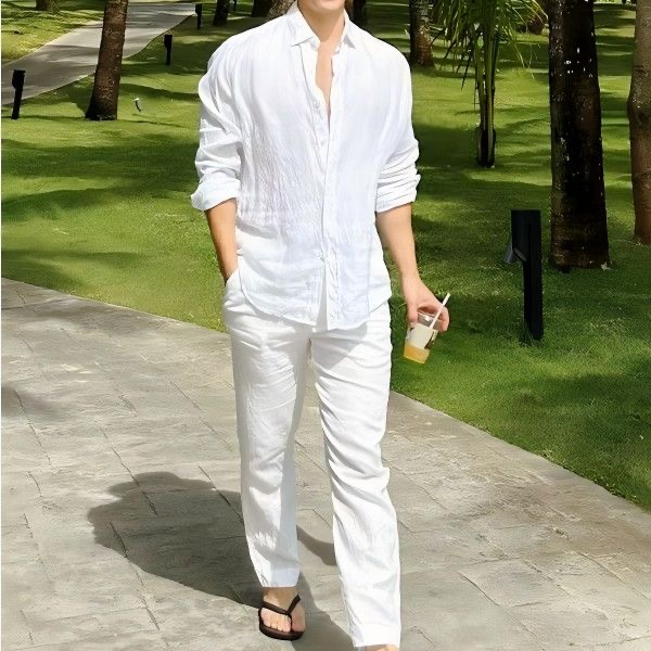 Beach Vacation Style Men's Cot - огляд і ціна Linen Shirt Breathable