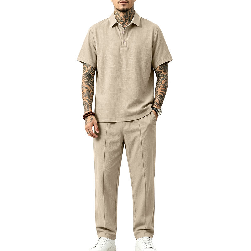 Men's 2 Piece Polo Set Short S - огляд і ціна Short Linen Drawstring